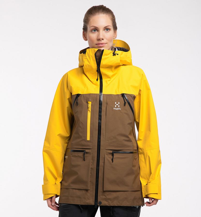 Haglöfs Vassi GTX Pro Ski Jacket Brown/Yellow For Womens XTACI3297 Australia